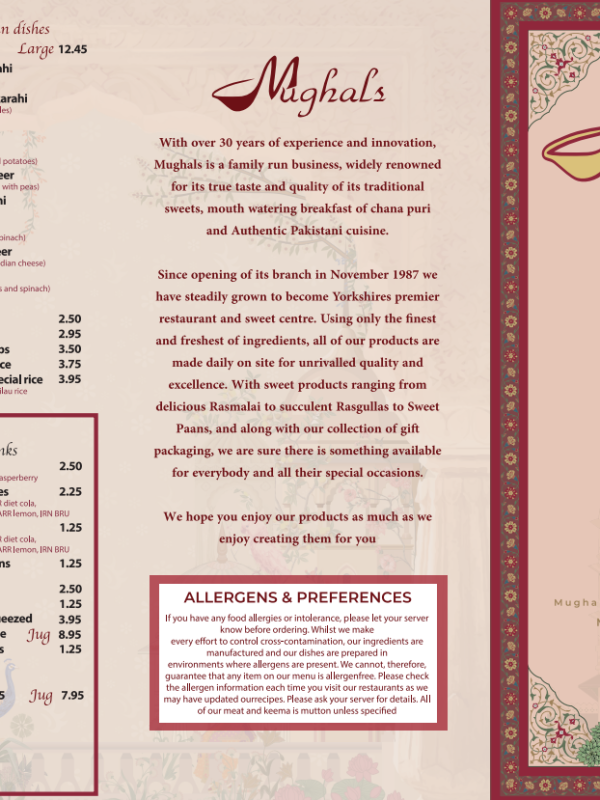 Mughals Dine Menu 1