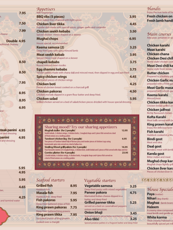 Mughals Dine Menu 2